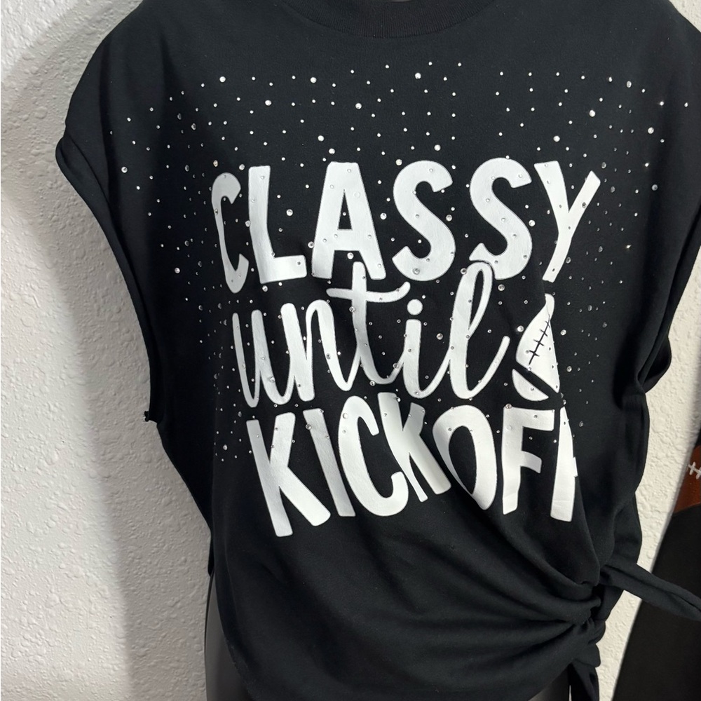 Black Graphic Tee with White Print